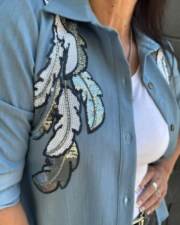 Camisa de Jean - HOJAS (1) Camisa PLUMA