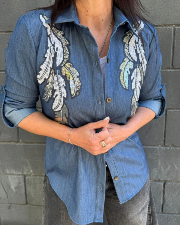 Camisa de Jean - HOJAS (3) Camisa PLUMA