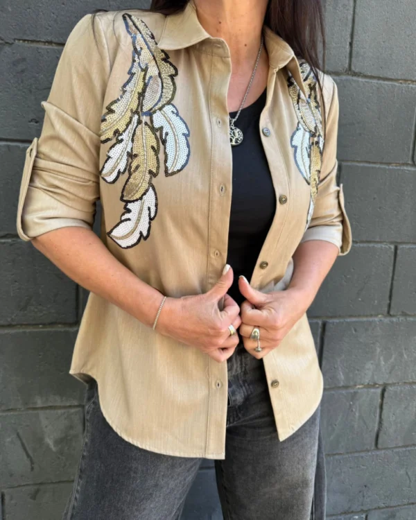 Camisa de Jean - HOJAS (4) Camisa PLUMA