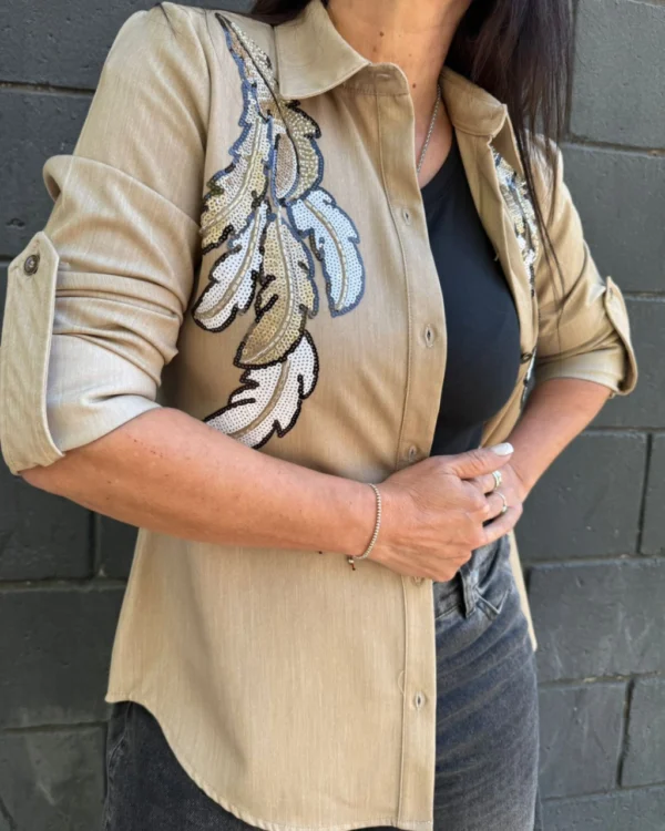 Camisa de Jean - HOJAS (5) Camisa PLUMA