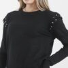 sweater volado con piedras negro Sweater VERA