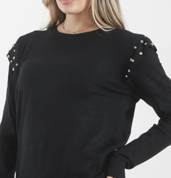 sweater volado con piedras negro Sweater VERA